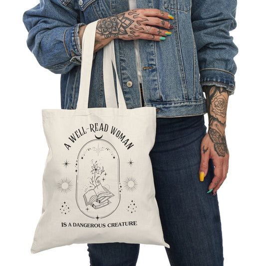 A well-read woman is a dangerous creature tote bag