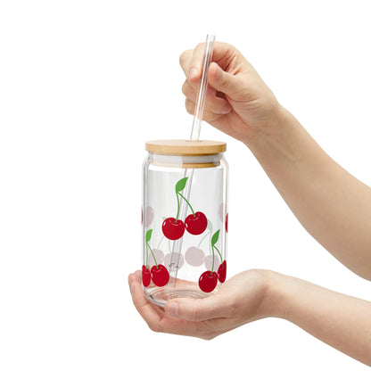 Cherry Glass Cup, 16 oz