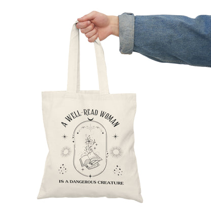 A well-read woman is a dangerous creature tote bag