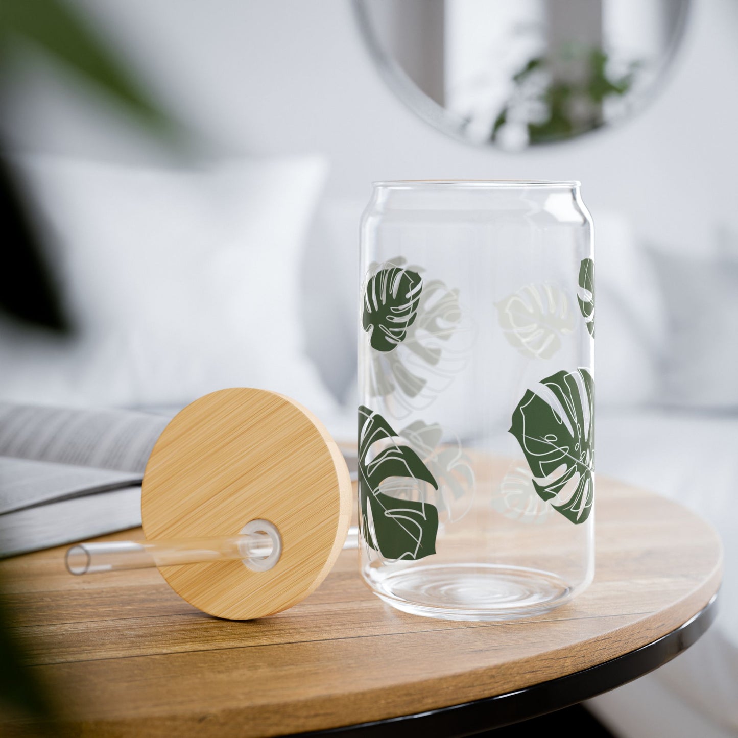 Monstera Glass Cup, 16 oz