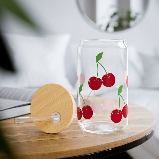 Cherry Glass Cup, 16 oz