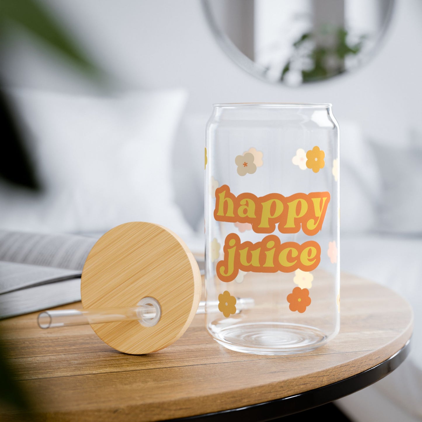 Happy Juice Glass Cup, Orange 16oz