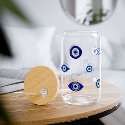 Evil Eye Glass Cup, 16 oz