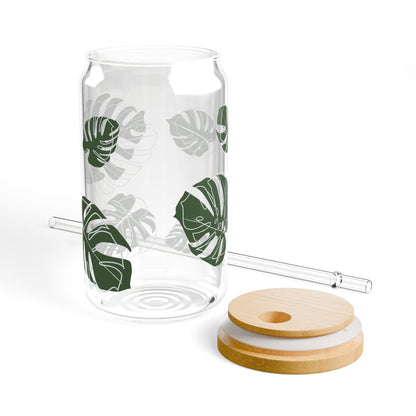 Monstera Glass Cup, 16 oz