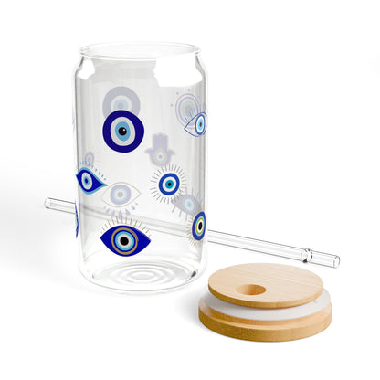 Evil Eye Glass Cup, 16 oz