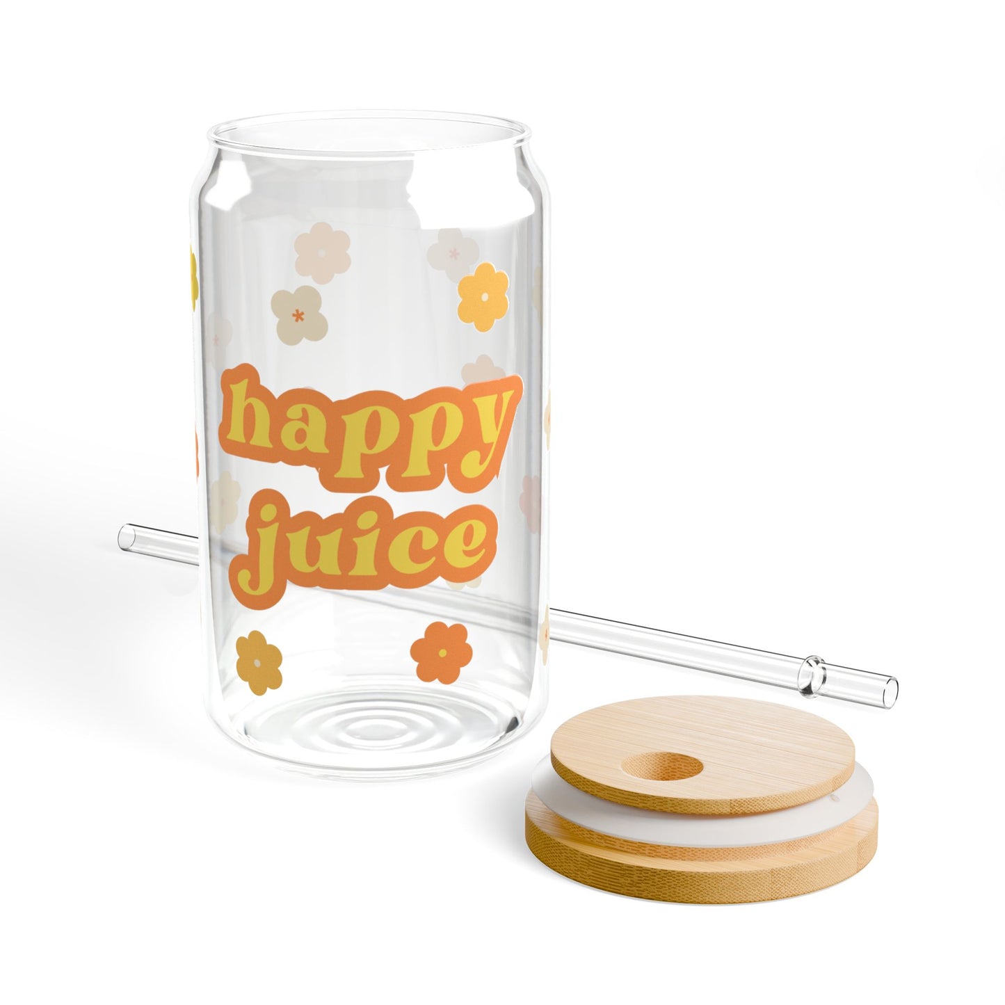 Happy Juice Glass Cup, Orange 16oz